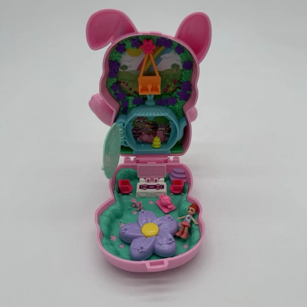 Polly Pocket Tea Party Bunny‎ Compact Playset W Figure Accessories